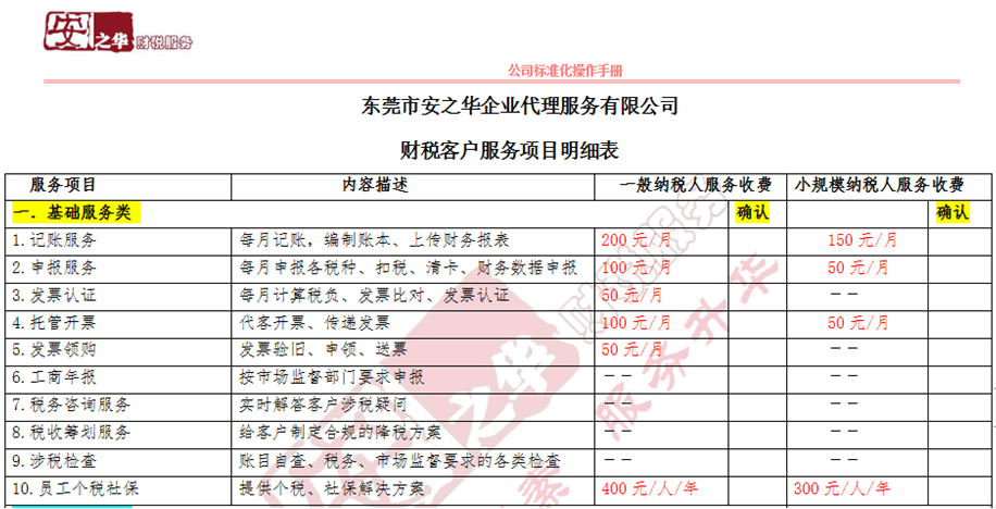 代理记账公司价格表格怎么做(代理记账公司价格表格怎么做的)